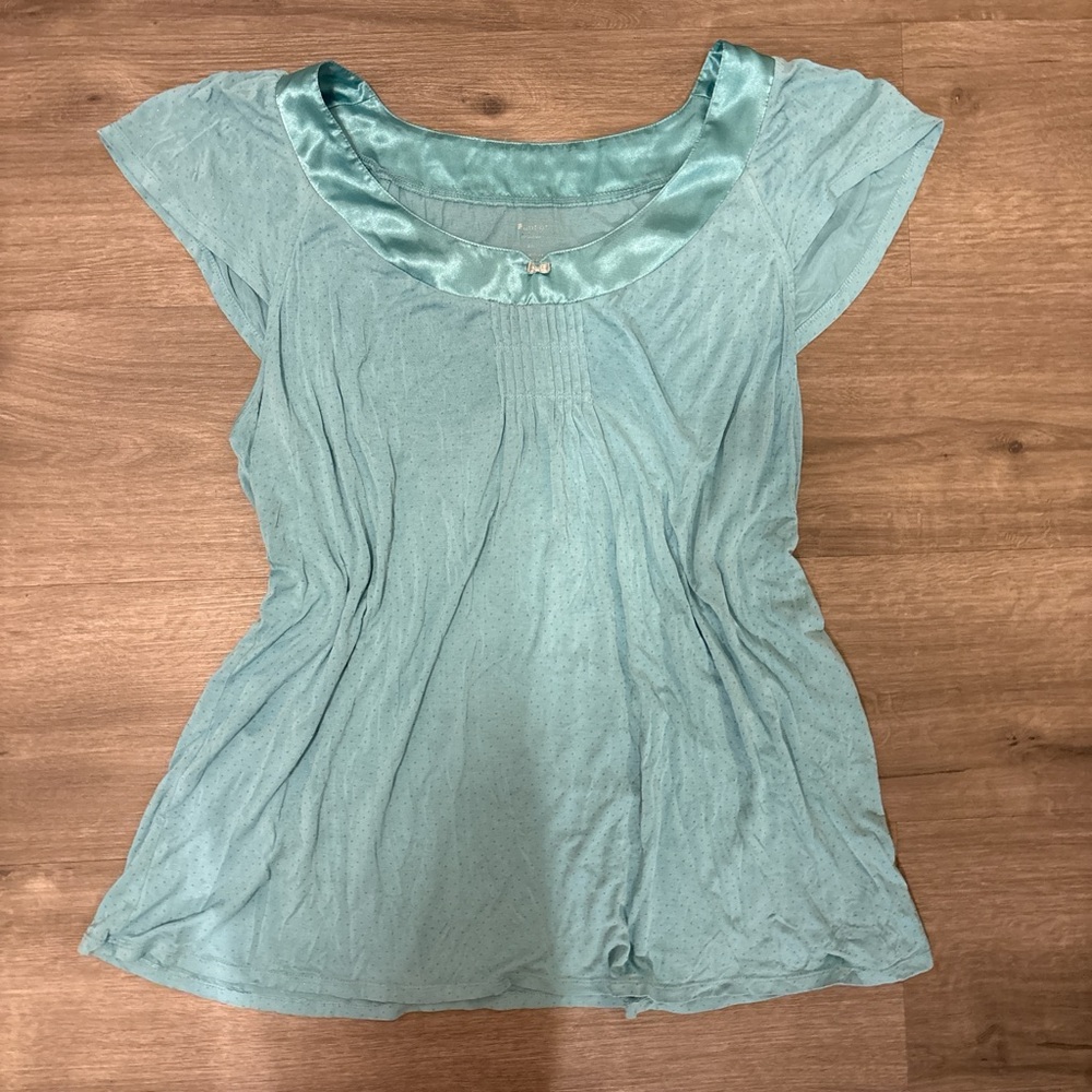 Apt. 9 Teal Satin Accent Blouse